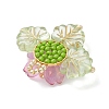 Brass Glass Seed Beaded Flower Pendants PALLOY-MZ01118-03-4