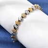 Duo Tone 304 Stainless Steel Micro Pave Clear Cubic Zirconia Beaded Bracelets SA-CBAB122-02B-3