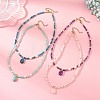 Natural Gemstone Pendant Faceted Round Gems and Natural Pearl Beaded Necklaces for Women NJEW-JN06351-1