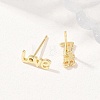 Brass Stud Earrings EJEW-P346-02A-G-3