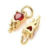 Valentine's Day Brass Micro Pave Red Cubic Zirconia Charms CU-E003-17G-B-2