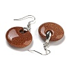 Rack Plating Brass Flat Round Dangle Earrings for Women EJEW-B064-01P-3