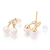 Natural Pearl Stud Earrings with Cubic Zirconia PEAR-N020-05G-1