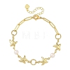 Ocean 304 Stainless Steel Starfish Link Chain Bracelets with Natuarl Pearl for Women BJEW-JB14332-3