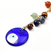 Natural Mixed stone with Evil Eye Lampwork Keychain KEYC-JKC00270-02-3