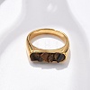 Rectangle Natural Tiger Eye Chips Finger Rings RJEW-D303-02G-01-5