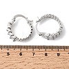 Leaf Brass Micro Pave Cubic Zirconia Hoop Earrings EJEW-P333-03P-5