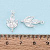 Brass Pave Clear Cubic Zirconia Leaf Links Connector Charms KK-D024-08S-4