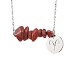 Natural Red Jasper Chip & Constellation Pendant Necklaces NJEW-JN05084-01-1