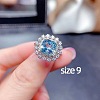 Square Alloy Rhinestone Pendant Necklace & Stud Earring & Finger Ring Sets WG30FCB-01-3