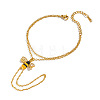 304 Stainless Steel Enamel Yellow Bee Double Layer Hand Chain Ring Bracelets for Women PB5833-5