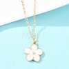 Alloy Enamel White Flower Pendant with Iron Chain Necklaces for Women NJEW-A066-04G-3