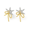 Bowknot Brass Micro Pave Cubic Zirconia Stud Earrings for Women EJEW-Q391-33PG-2