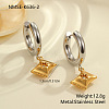 Christmas 304 Stainless Steel Clear Cubic Zirconia Two Tone Hoop Earrings FS-WG279DA-08-2