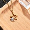 304 Stainless Steel Crystal Rhinestone Double Star Pendant Cable Chain Necklaces NJEW-Z056-02A-G-2