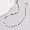 Heart Natural White Shell & Colorful Faceted Rondelle Glass Beaded Necklaces for Women BI2197-4