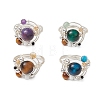 Planet Natural Amethyst & Tiger Eye & Citrine & Apatite & Green Aventurine Finger Rings RJEW-TA00165-2