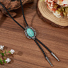 Natural Turquoise with PU Leather Lariat Necklace NJEW-WH20010-02A-3