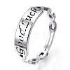 Non-Tarnish 304 Stainless Steel Word Good Luck Adjustable Ring for Women RJEW-T027-13P-1