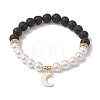 Moon 304 Stainless Steel Charm Bracelets BJEW-JB10310-01-1