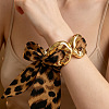 Alloy & Leopard Print Silk Scarf Bangles for Women WG25FD5-01-2