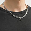 304 Stainless Steel Initial Pendant Cuban Link Chain Necklaces FS-WGB15F2-16-1
