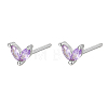 Silver 925 Sterling Silver Micro Pave Cubic Zirconia Stud Earrings FJ9969-12-1