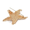 Starfish Alloy Rhinestone Lapel Pins for Backpack Clothes JEWB-H032-01G-3