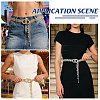 2Pcs 2 Colors Brass & Iron Full Crystal Rhinestone Chain Belts with Double Rings Buckles AJEW-FG0006-30B-7