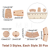 90Pcs 3 Style Unfinished Wood Connector Charms DIY-CA0004-66-2