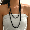 French Style 8MM Round Plastic Imitation Pearl Beaded Long Necklaces for Women EA7399-1-2