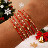 6Pcs Handmade Glass Seed Bead & Brass Beads Stretch Bracelets XZ6120-1-1