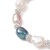 Polymer Clay Rhinestone & Natural Cultured Freshwater Pearl Beads Stretch Bracelets for Women BJEW-JB13192-4
