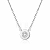 Stainless Steel Flat Round Pendant Necklace for Women CF4434-2-1