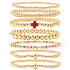 7Pcs Brass Round Beaded Bracelets for Women SB9067-2-1