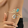 Bohemian Ocean Alloy & Resin & Plastic Pearl Fish Spiral Cuff Arm Bangles for Women WGA2359-02-2