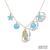 Ocean 304 Stainless Steel Enamel Sea Horse Shell Starfish Pendant Bib Necklaces for Women WG1595B-01-4