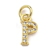 Initial Letter Brass with Cubic Zirconia Charms KK-Q814-26P-G-1