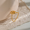 304 Stainless Steel Pave Cubic Zirconia Cuff Open Rings for Women VD5322-1-1