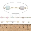 Handmade 304 Stainless Steel Dyed Shell Beads Cube Link Chains CHS-B011-03C-G-3