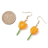 304 Stainless Steel Glass Flower Dangle Earrings EJEW-JE06722-4