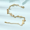 304 Stainless Steel Colorful Rhinestone Leaf Link Chain Bracelets SA-CBAF6AD-12G-2