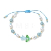 Natural Dyed Yellow Jade & Plastic Imitation Pearl Braided Bead Bracelets for Women BJEW-MZ00308-02-2
