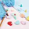 Silicone Heart & Synthetic Rubber Cone Knitting Needle Point Protectors DIY-NB0010-18-4