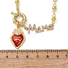 Mother's Day Brass Micro Pave Clear Cubic Zirconia Enamel Red Sacred Heart Mama Pendant Necklaces for Women NJEW-A071-12D-G-5