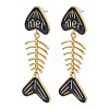 304 Stainless Steel Enamel Dangle Stud Earrings for Women EJEW-L315-06G-01-4