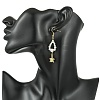 Shell Pearl and Brass Micro Pave Cubic Zirconia Charms Dangle Earring EJEW-JE07431-01-2