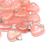 Heart Cherry Quartz Glass Pendants X-G-Q438-09-1