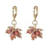 Maple Leaf Brass Micro Pave Cubic Zirconia Leverback Earrings EJEW-JE06916-01-3