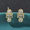 Rectangle with Flat Round Brass Micro Pave Clear Cubic Zirconia Stud Earrings EJEW-G452-12G-1